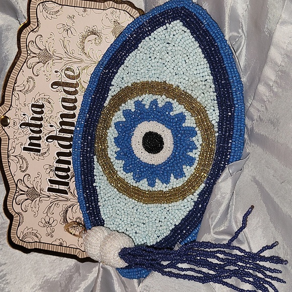 India Handmade Handbags - Handmade Evil Eye Beaded Clutch Bag Charm Brand New Te